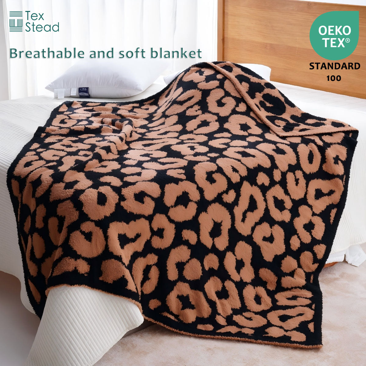 Wild Leopard Print Throw Blanket – Plush Faux-Rabbit, Soft & Statement-Making