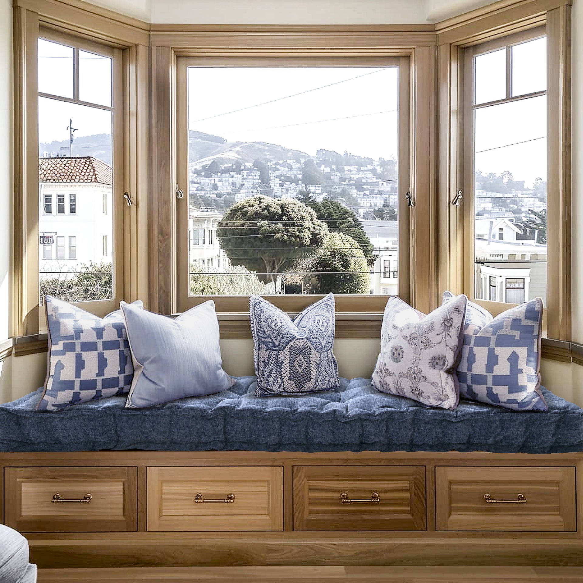Custom Bay Window Seat Cushion Made to Fit Any Size Comfortable Foam Pad Starting from $110,depending on size