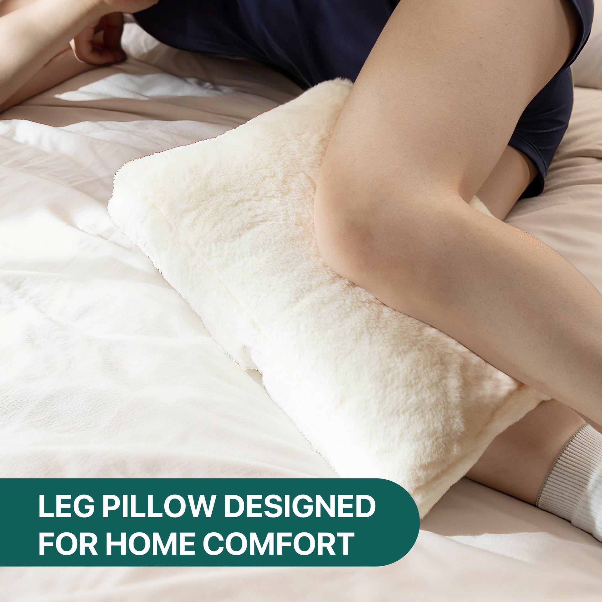 Rabbit Fur Leg Hug Pillow Square & Round Soft Knee Support Cushion for Sleeping & Relaxing