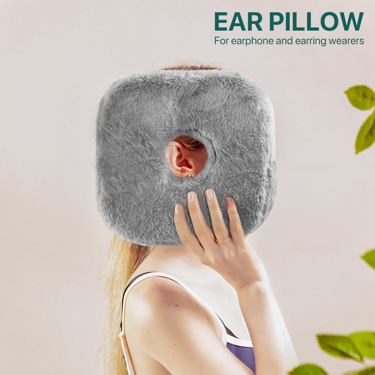 Rabbit Fur Ear Support Pillow Soft Plush Neck & Ear Comfort Cushion for Home & Travel