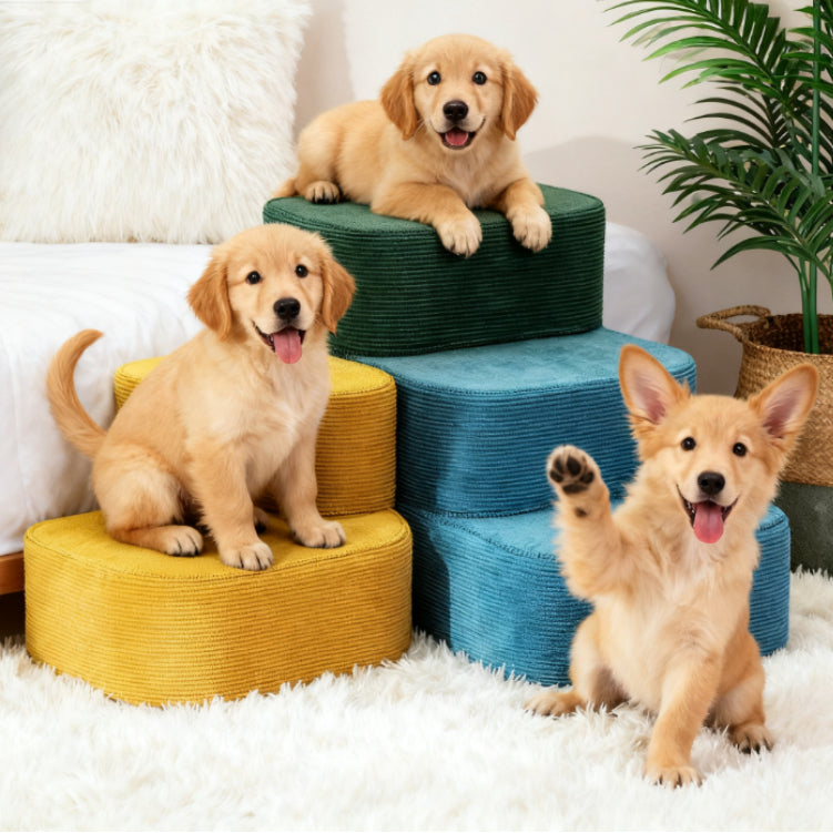 2-in-1 folding pet steps help pets climb reduce joint strain polyester fabric portable indoor outdoor TEXSTEAD