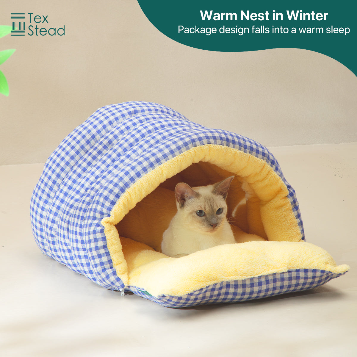 Convertible Plush Cat Bed with Zipper & Snap Buttons Foldable Warm Fleece Pet House for Cats & Small Pets