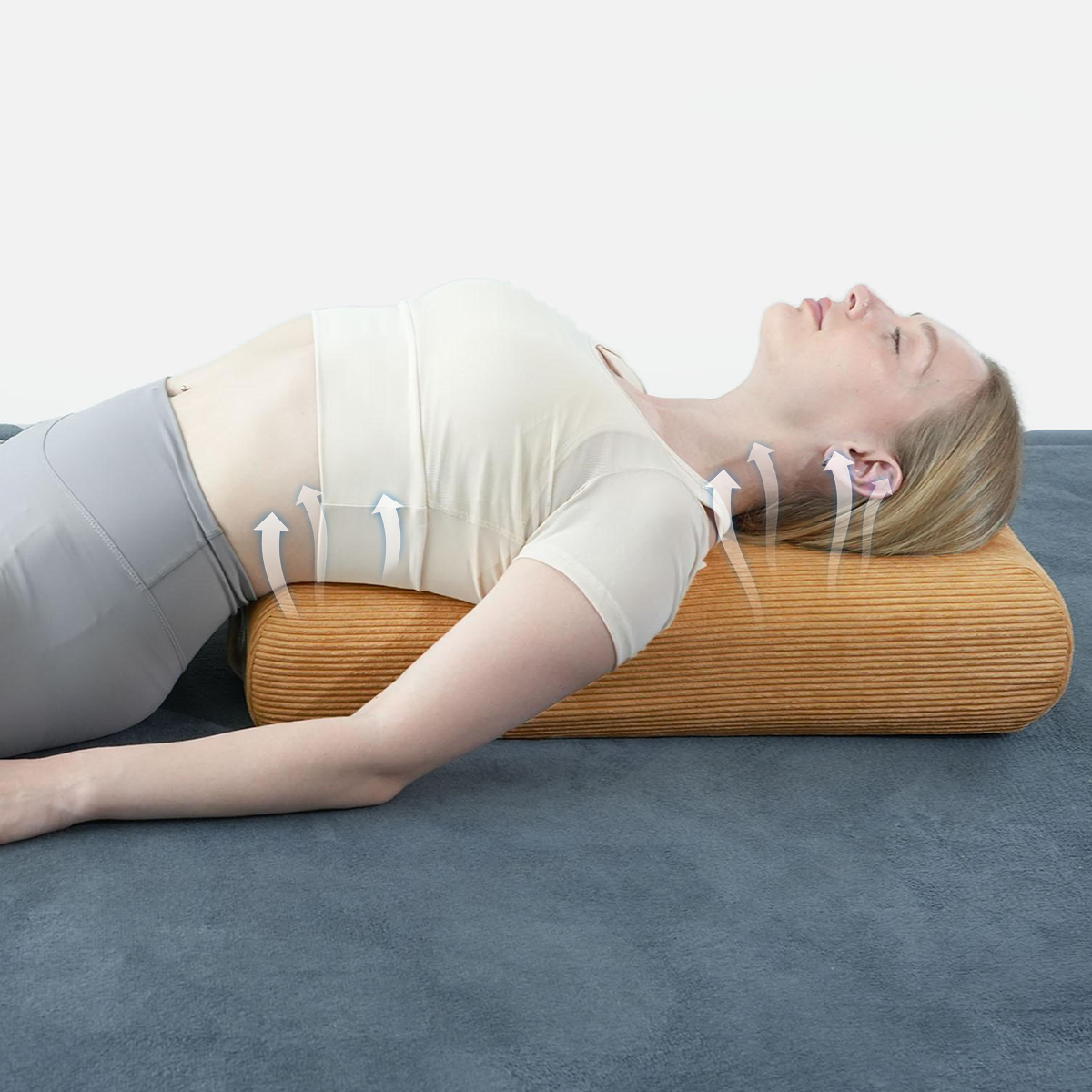 Yoga Bolster Pillow Support Your Spine Memory Foam 25.59x9.84x5.91in for Yoga and Meditation TEXSTEAD