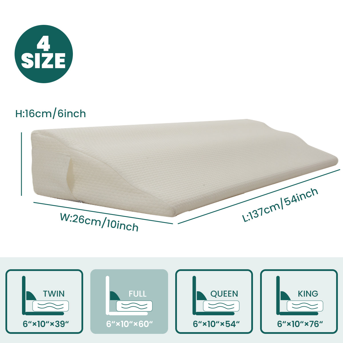Wave Bed Wedge Pillow Mattress Topper with Washable Cover  Ergonomic Contour Design for Acid Reflux, Neck & Back Pain Relief