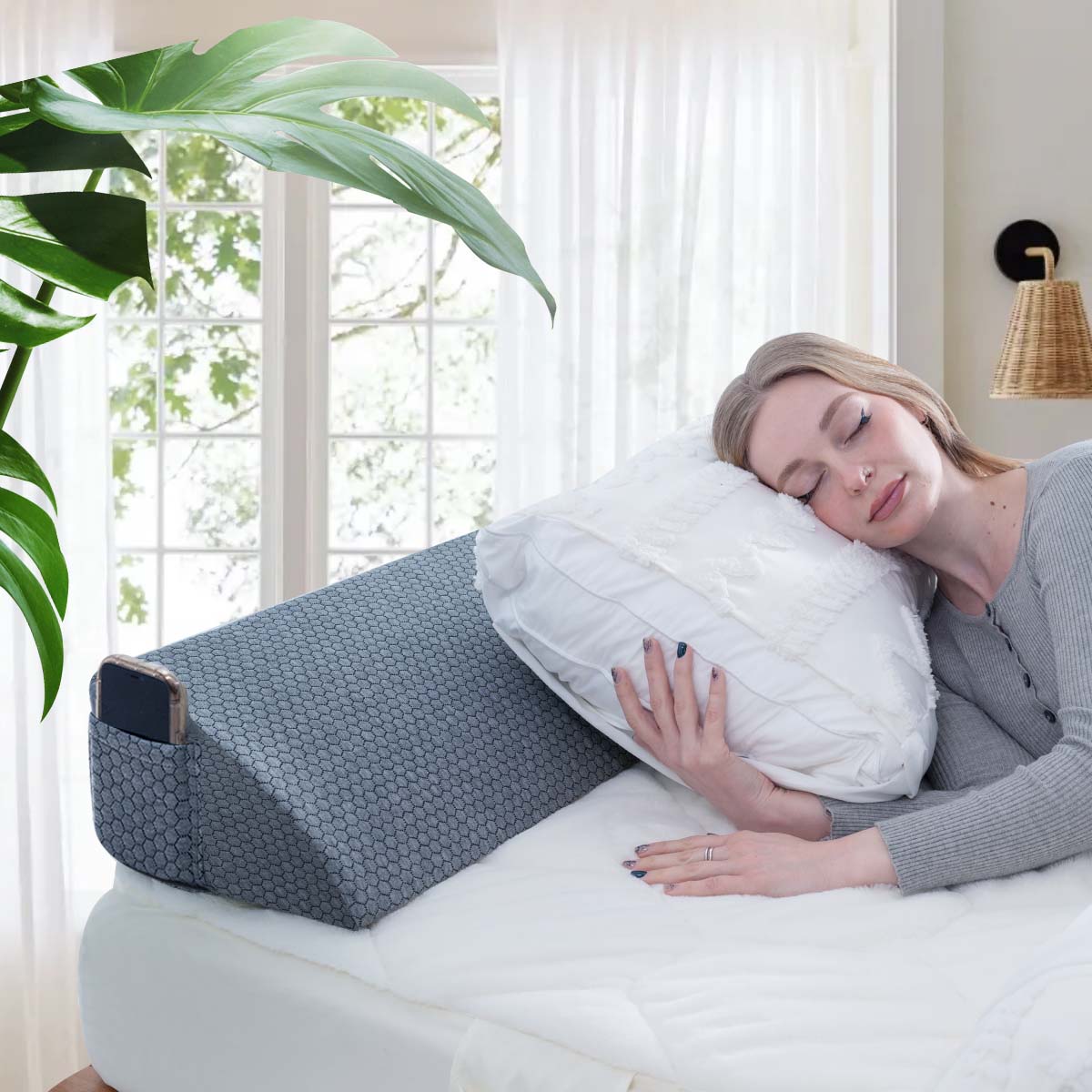 Bed Wedge Pillow for Headboard Gap Bed Mattress Gap Filler Memory Foam Bed Crack Headboard Pillow