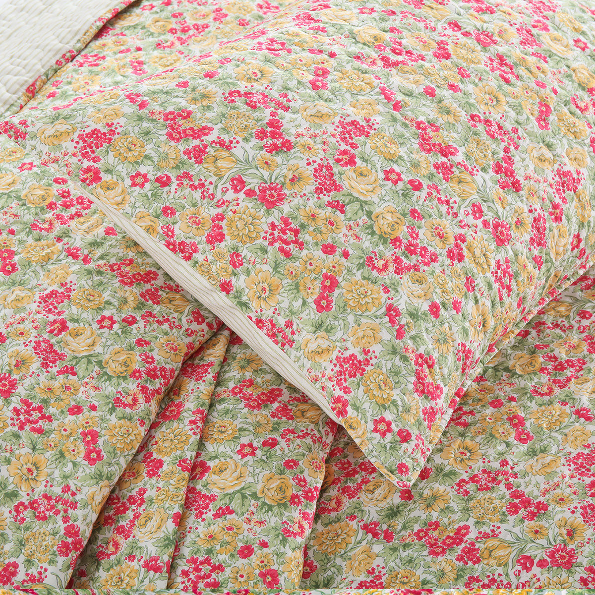 Floral quilt set soft lightweight polyester bedding with pillowcases multi size for bedroom TEXSTEAD