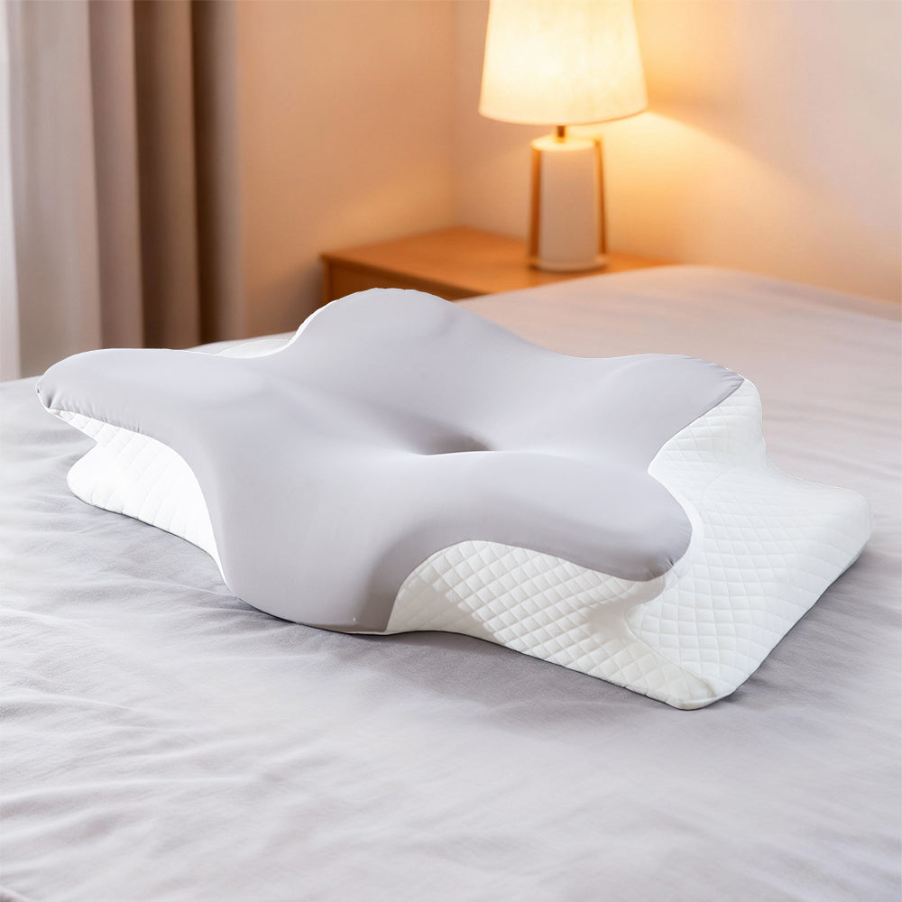 Ergonomic Multi-Functional Pillow Contoured Shape for Neck, Back, and Side Sleepers, Support Cushion for Home & Travel