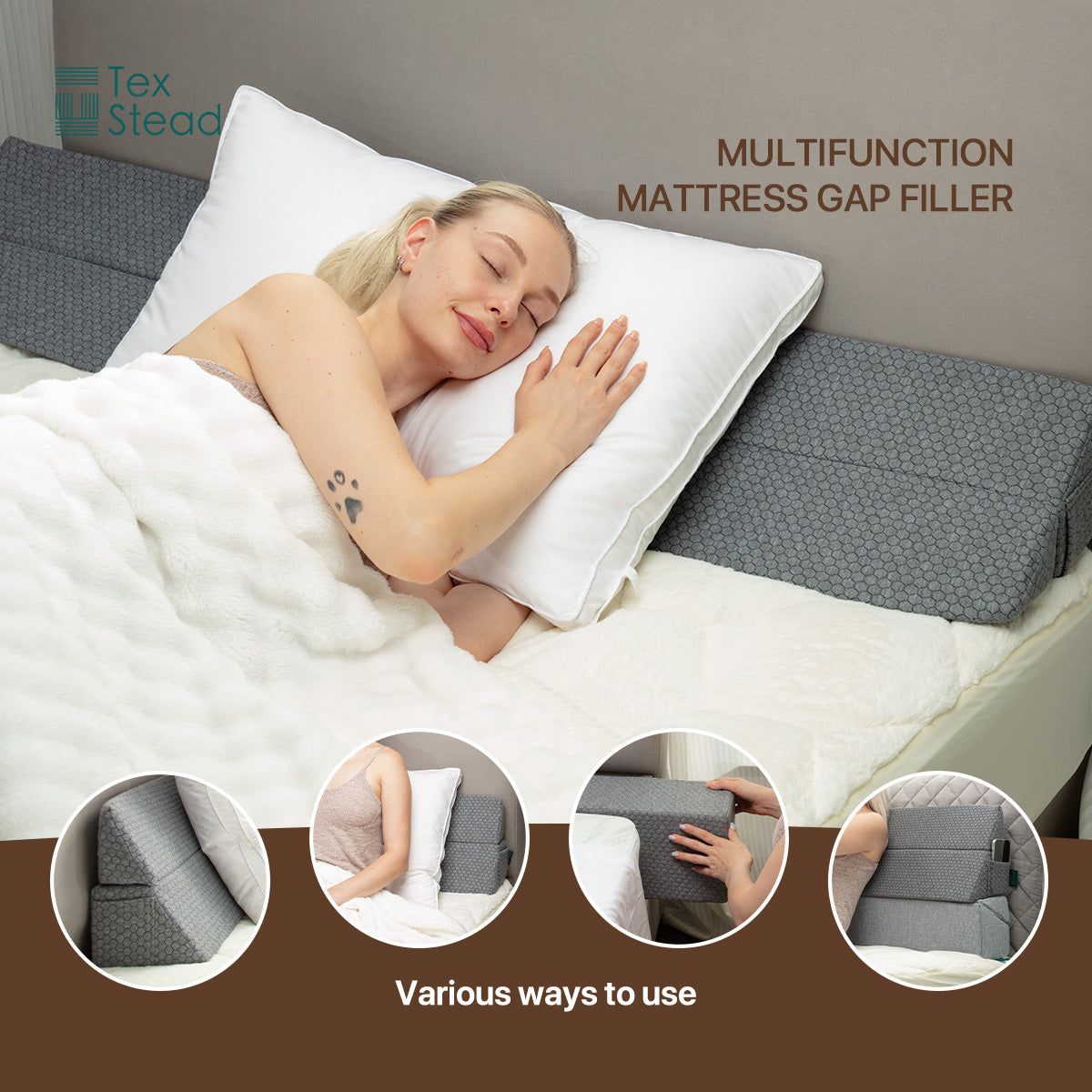 1 PC Foldable Multi-Purpose Mattress Seam Filler Headboard Pillow Headboard Seam Wedge Pillow