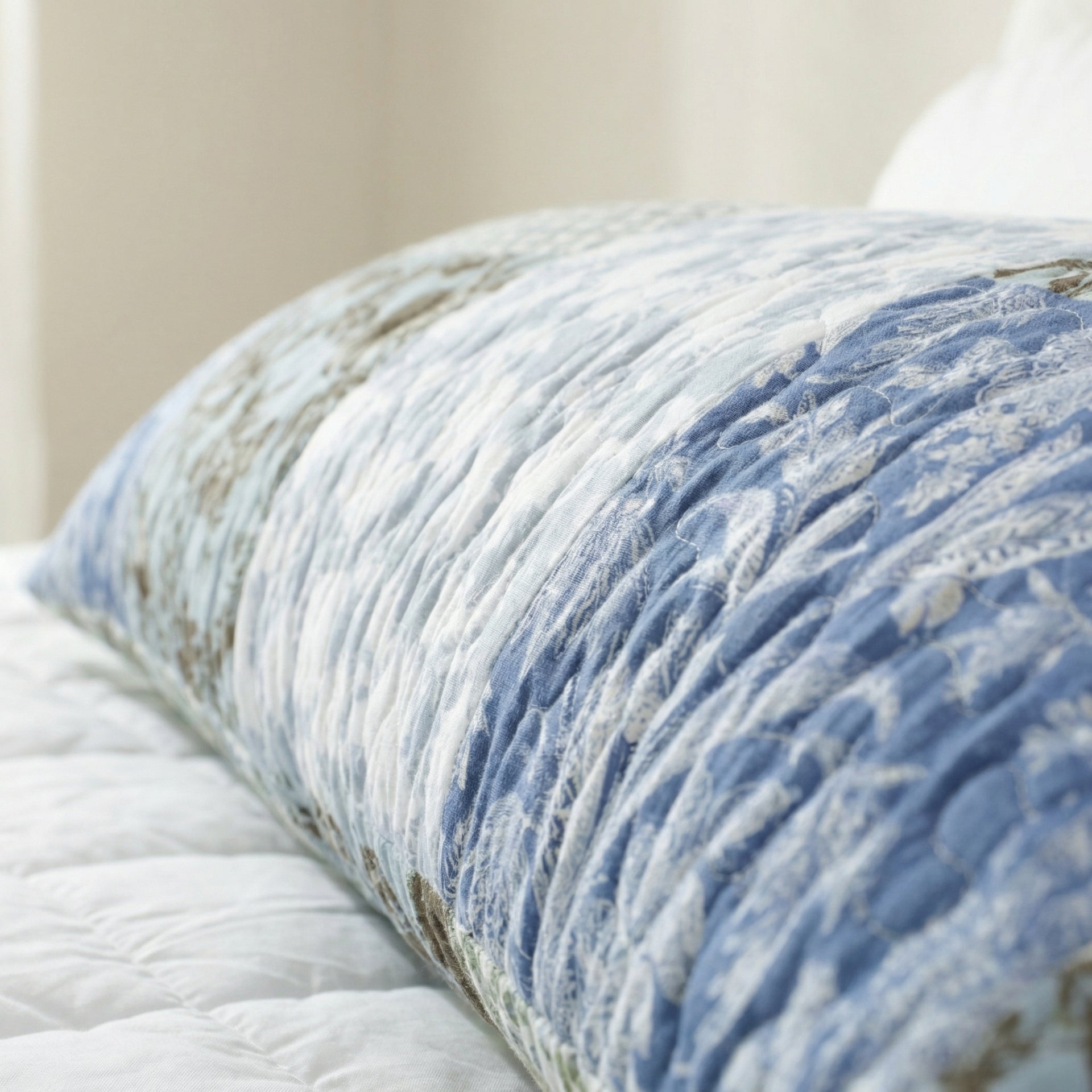 Serenity Quilted Pillow  Premium Fabric Supportive Fiber Core & Elegant Patchwork Design