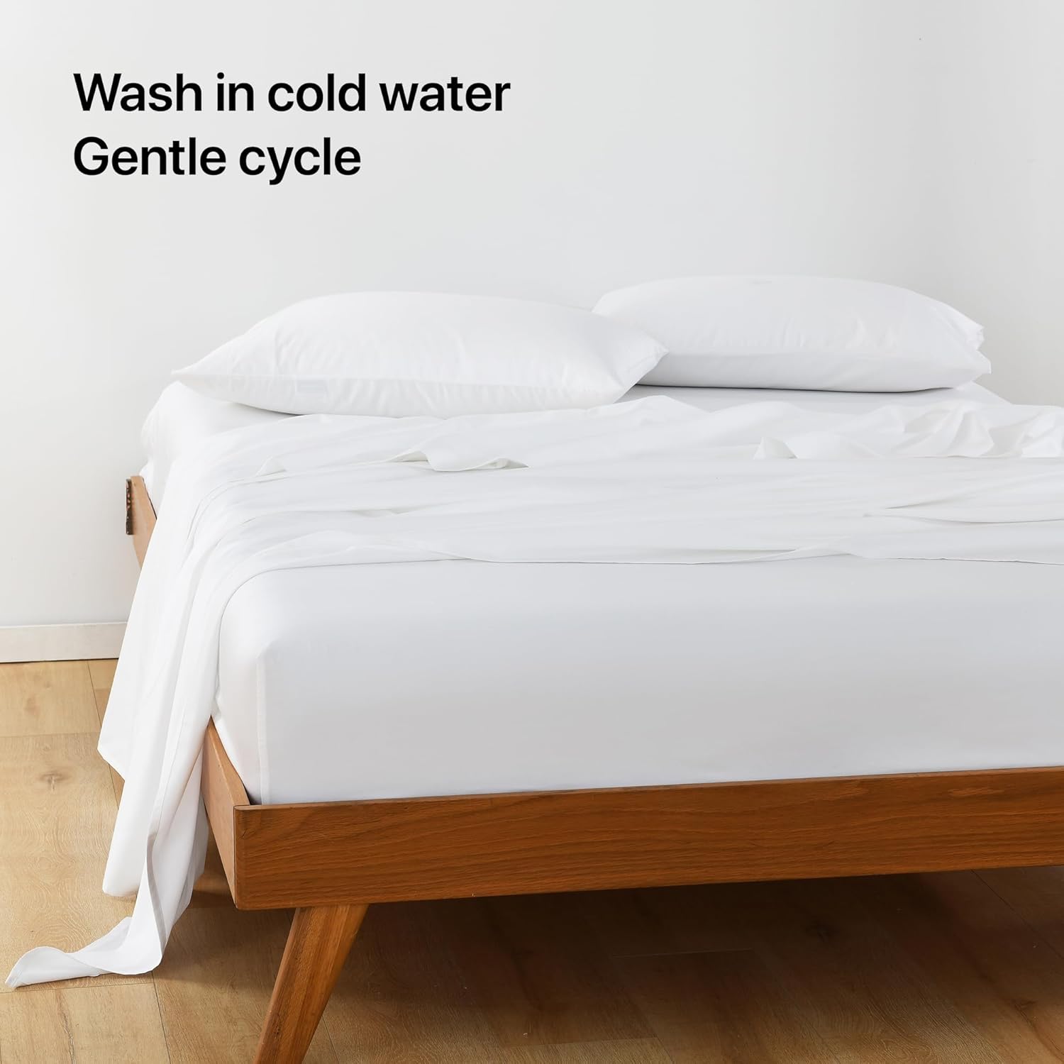 Arctic White Bed Sheets Set Rayon Derived from Bamboo & Organic Cotton Blend, Silky Soft Cooling Sheets with Deep Pockets, Hotel Luxury Bedding Sheets & Pillowcases