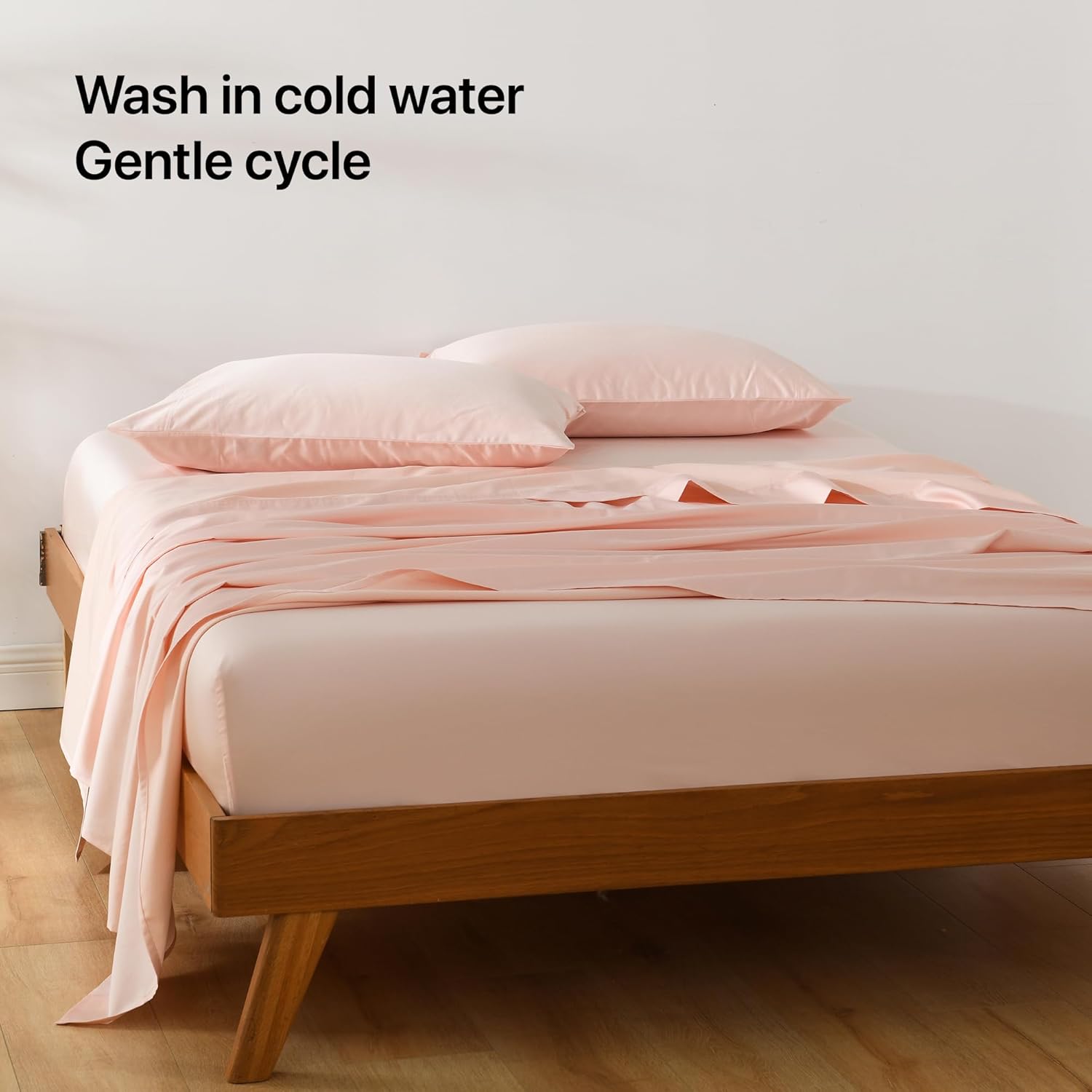 Lilac Pink Bed Sheets Set Rayon Derived from Bamboo & Organic Cotton Blend, Silky Soft Cooling Sheets with Deep Pockets Hotel Luxury Bedding Sheets & Pillowcases