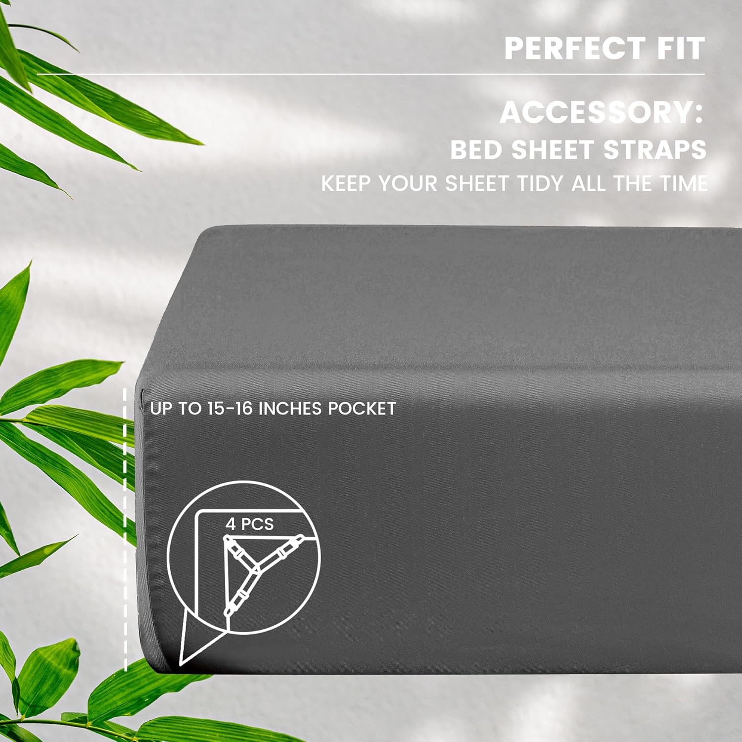 Silvergray Cooling Sheets Set King Size Rayon Derived from Bamboo Bed Sheets Soft Breathable