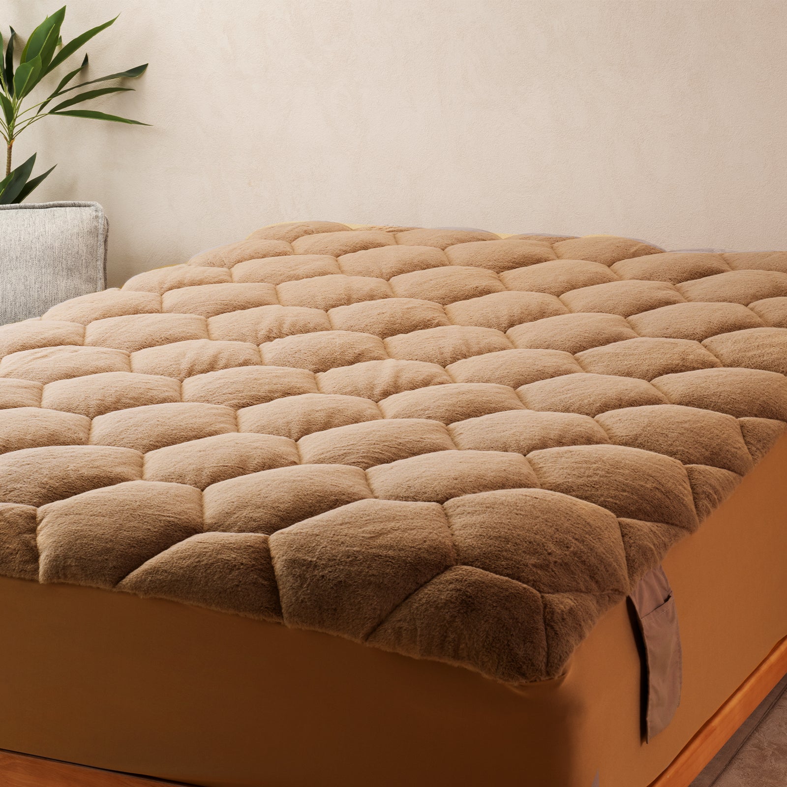 Honeycomb Faux Fur Mattress Bed Topper Cozy Skin Friendly For Home Various Size Unisex