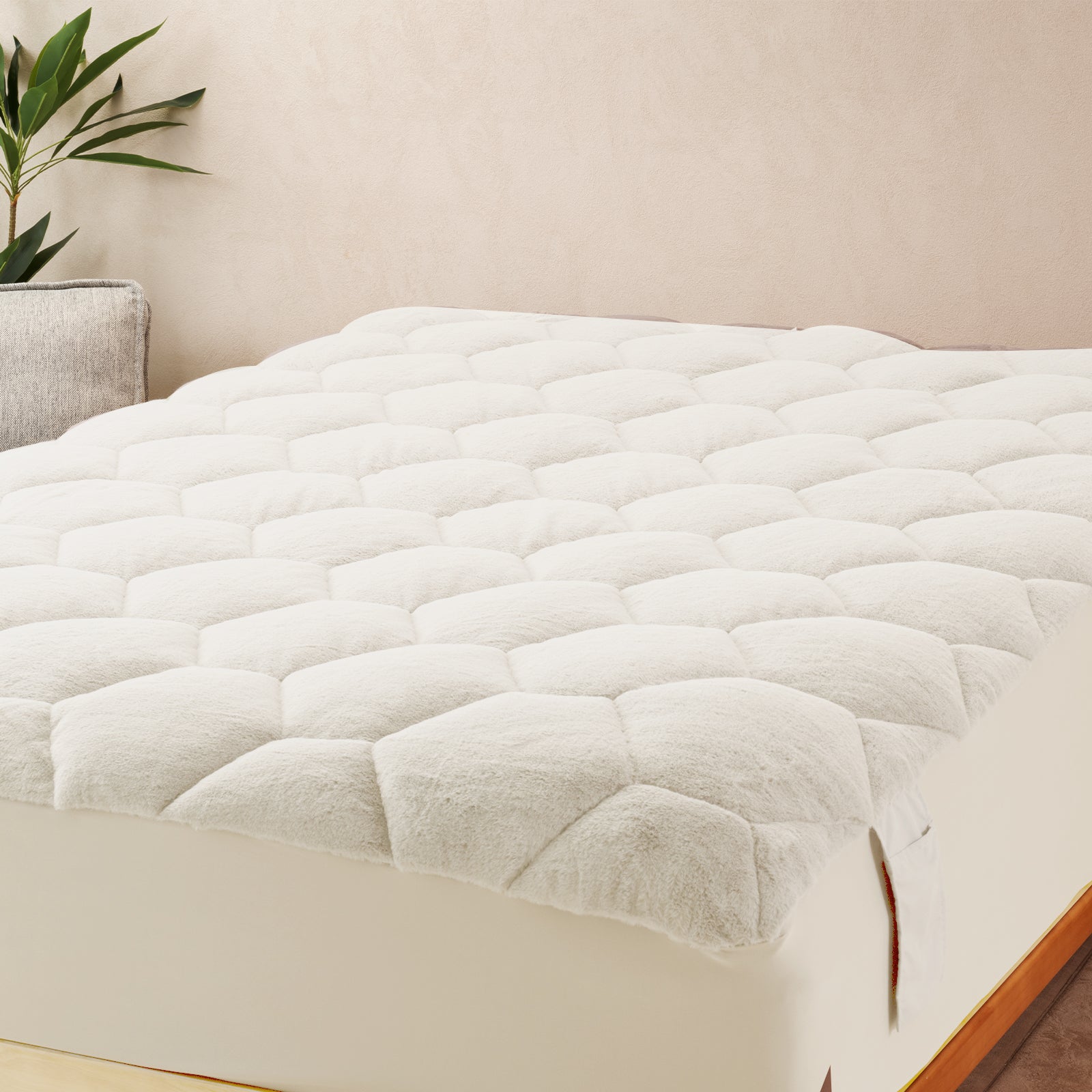 Honeycomb Faux Fur Mattress Bed Topper Cozy Skin Friendly For Home Various Size Unisex