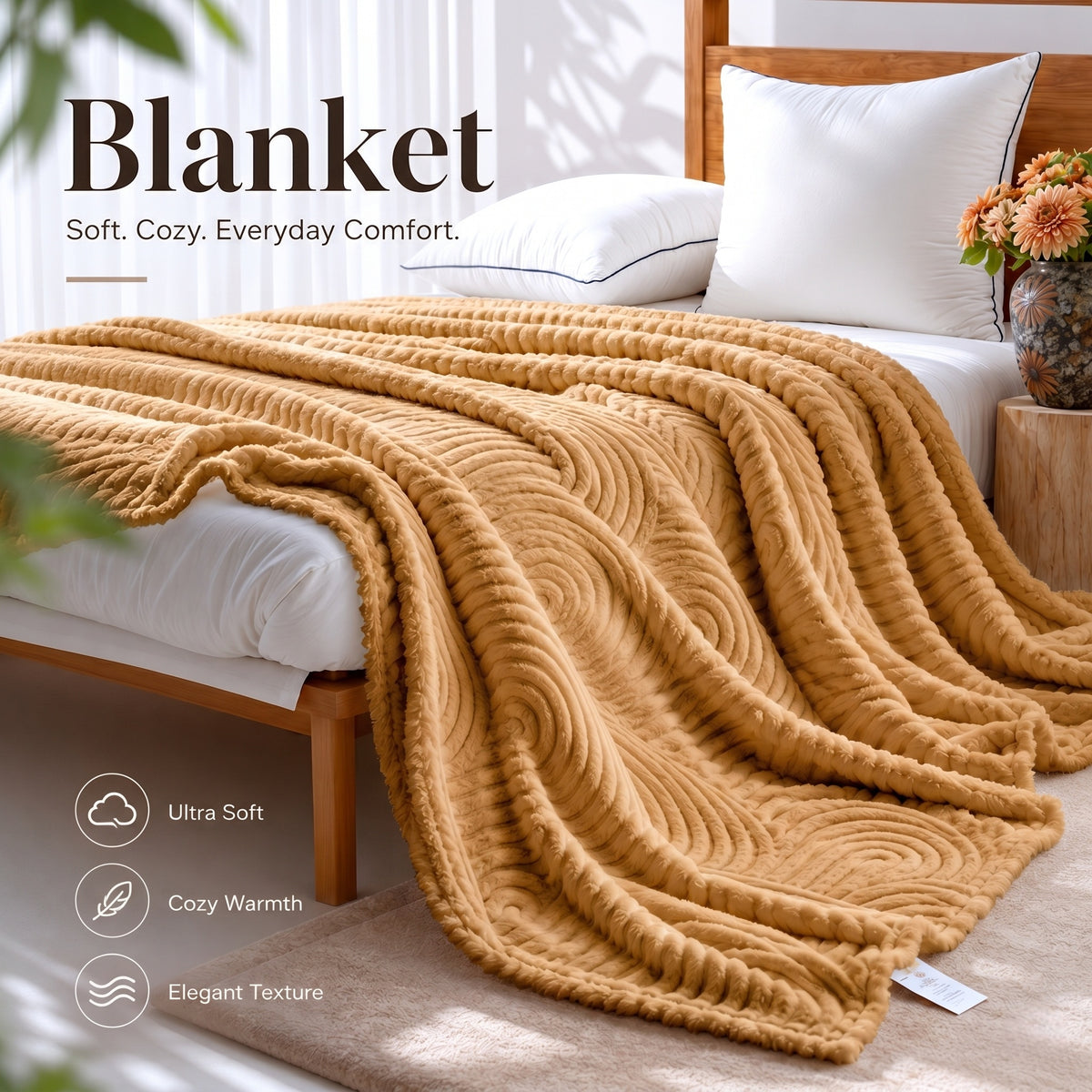 Skin-Friendly Sheared Rabbit Fur Throw Blanket for Home, Office & Travel