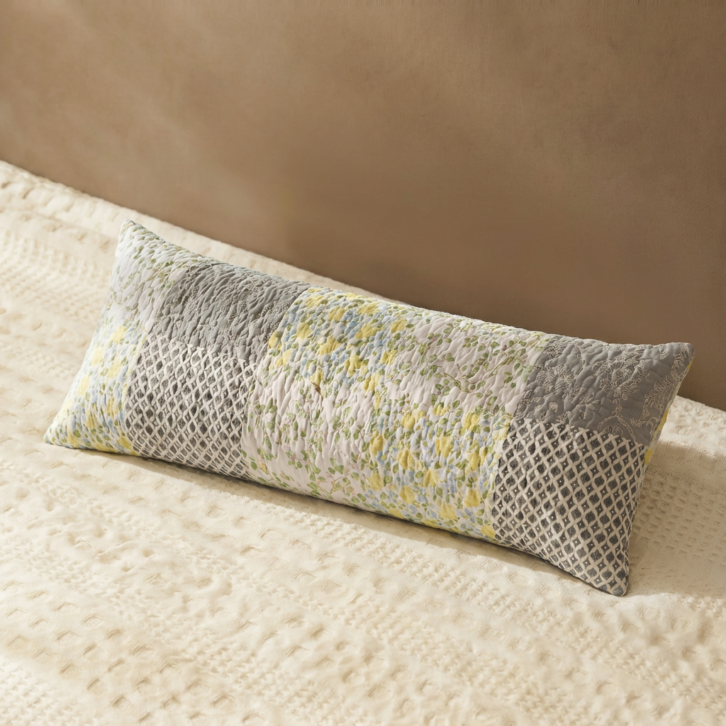 Serenity Quilted Pillow  Premium Fabric Supportive Fiber Core & Elegant Patchwork Design
