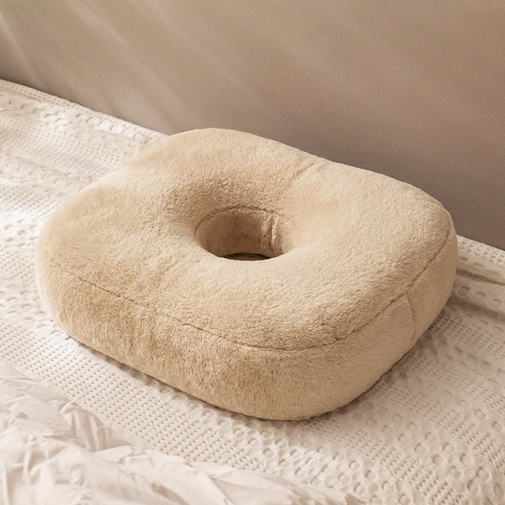 Rabbit Fur Ear Support Pillow Soft Plush Neck & Ear Comfort Cushion for Home & Travel