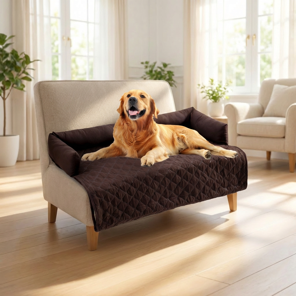 Pet Sofa Bed Slip-resistant & Scratch-resistant Washable Couch Protection with Bolster Cushions Bed