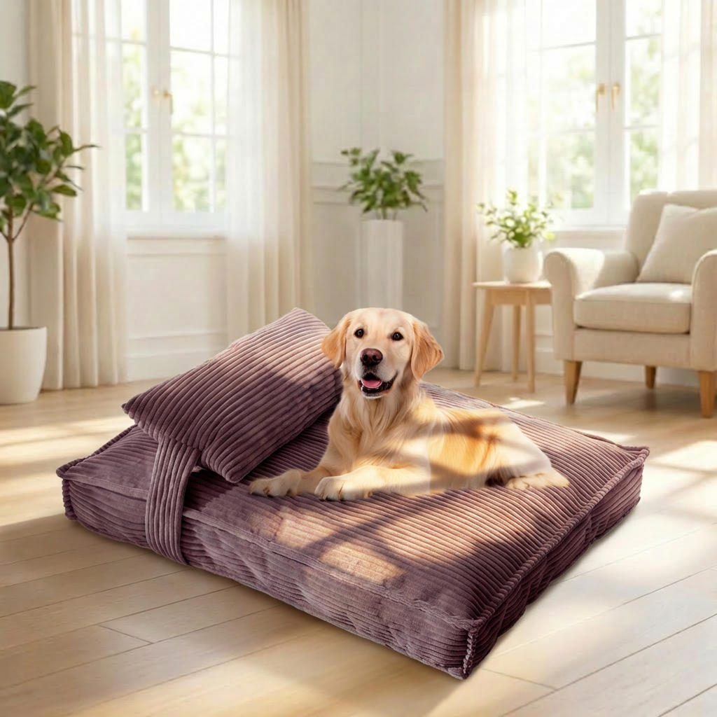 Soft Retro Fabric Anti-slip Bottom Dog Bed For Small to Medium Dogs