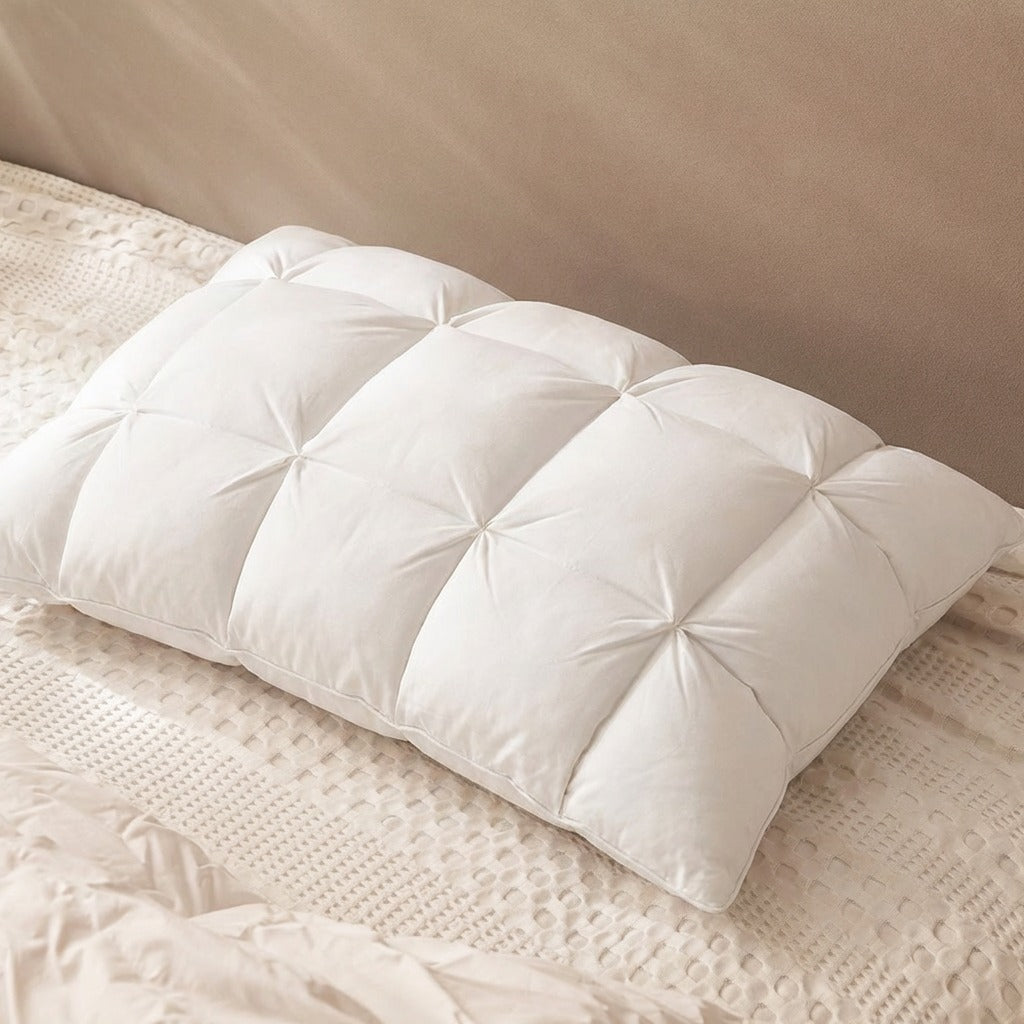 Luxury Goose Down Feather Pillow  Soft & Fluffy Design Neck Support Bed Pillow
