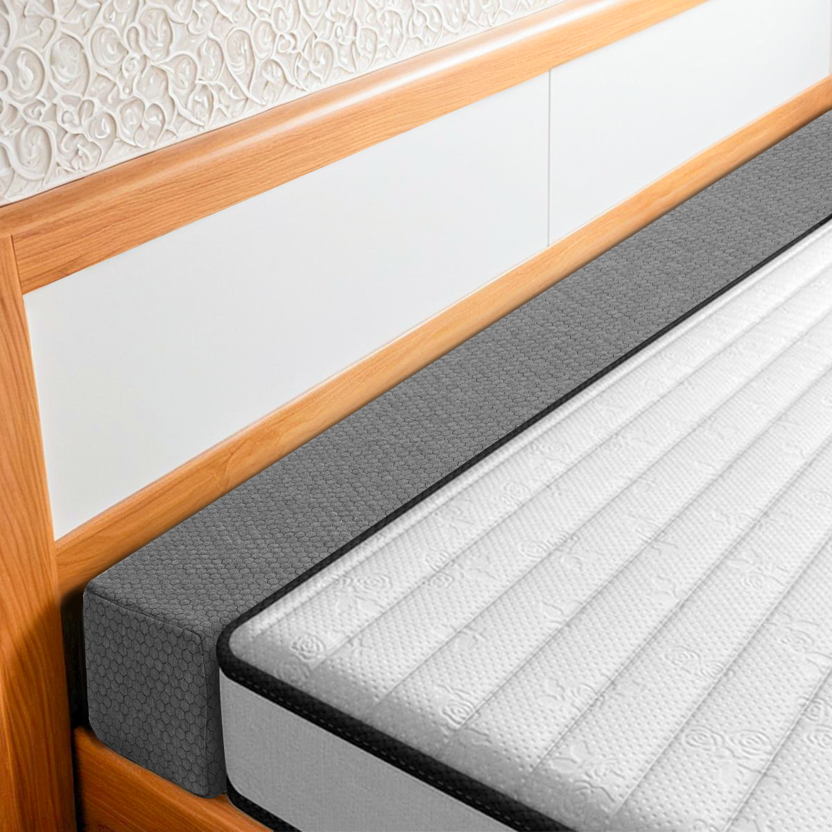 Bed gap filler wedge mattress memory foam firm support polyester cover multi sizes for all users TEXSTEAD