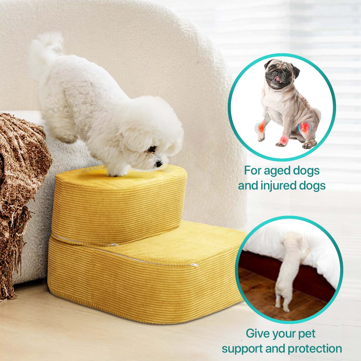 2-in-1 Folding Pet Steps Help Pets Climb Reduce Joint Strain