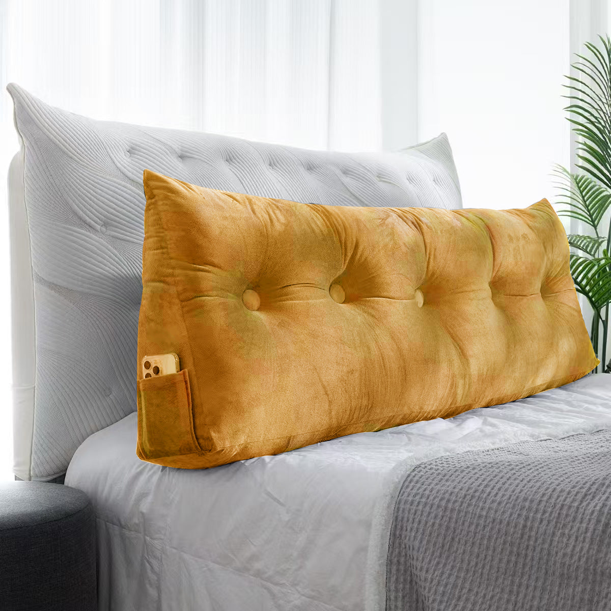Wedge Headboard Pillow for Bed & Sofa Back Support Reading Cushion with Removable Washable Cover