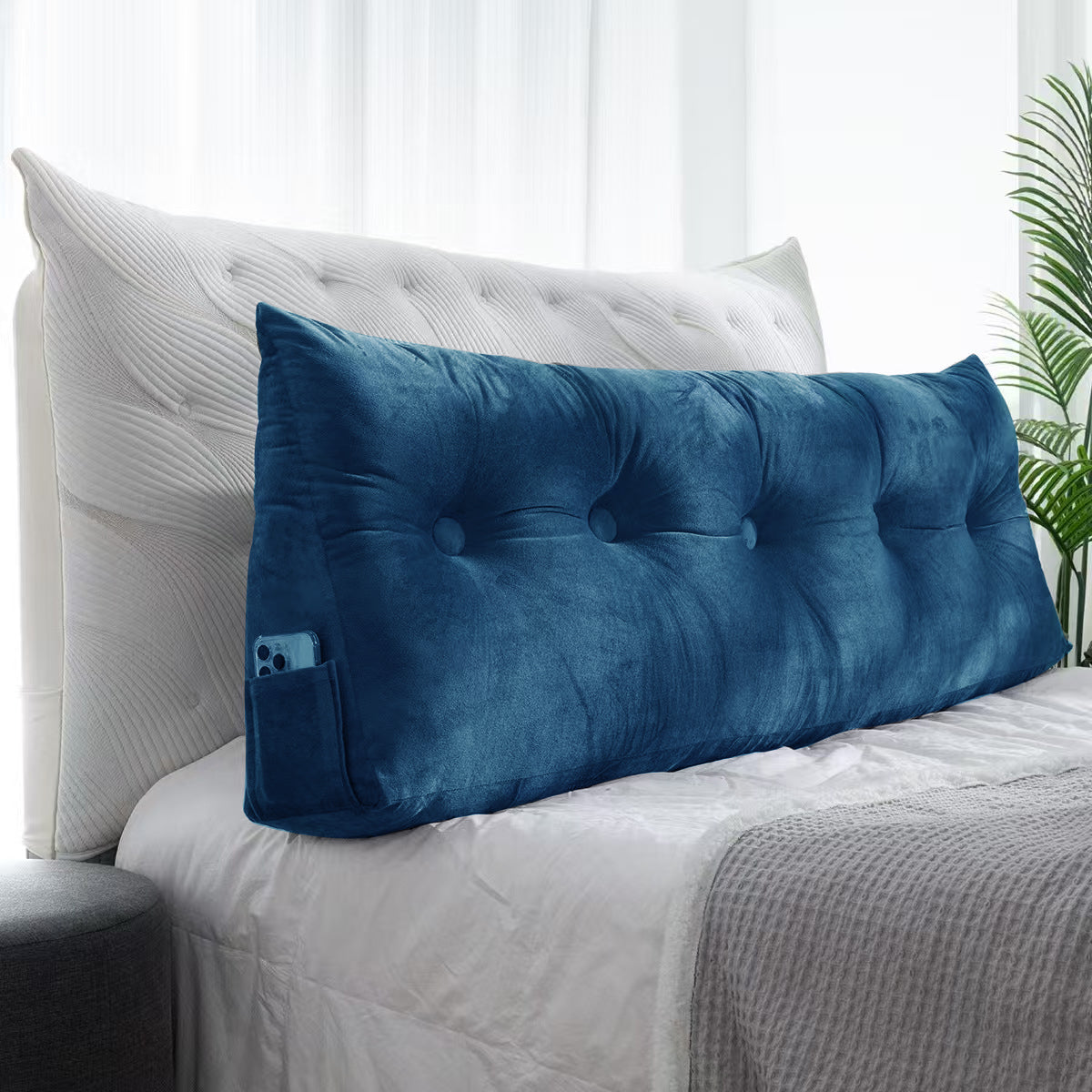 Wedge Headboard Pillow for Bed & Sofa Back Support Reading Cushion with Removable Washable Cover